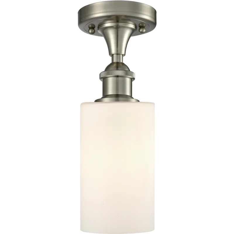 Edison Clymer 1 Light 3.88 inch Brushed Satin Nickel Semi-Flush Mount Ceiling Light in Matte White Glass