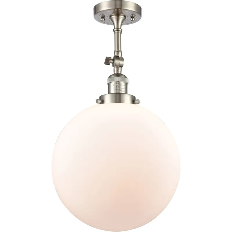 Franklin Restoration XX-Large Beacon 1 Light 12 inch Brushed Satin Nickel Semi-Flush Mount Ceiling Light in Matte White Glass, Franklin Restoration
