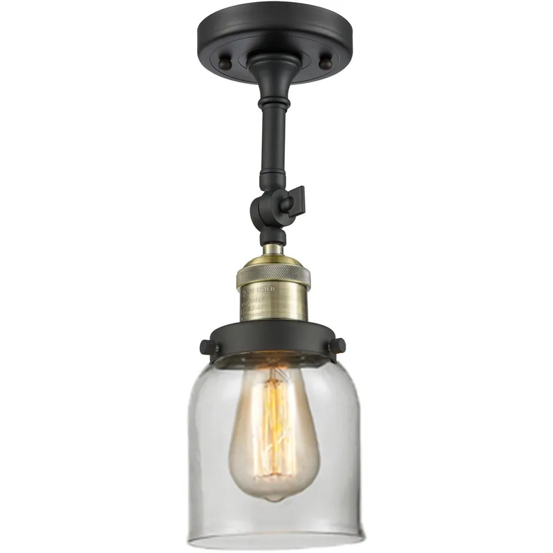 Franklin Restoration Small Bell 1 Light 5 inch Black Antique Brass Semi-Flush Mount Ceiling Light in Clear Glass, Franklin Restoration