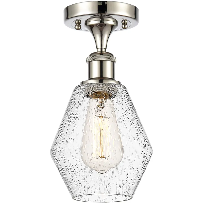 Ballston Cindyrella LED 6 inch Polished Nickel Semi-Flush Mount Ceiling Light in Seedy Glass