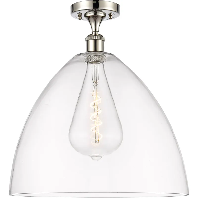 Ballston Dome 1 Light 16 inch Polished Nickel Semi-Flush Mount Ceiling Light in Clear Glass