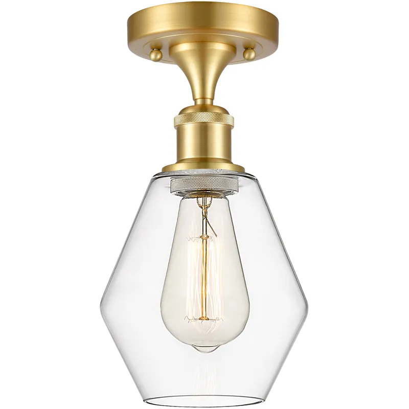 Ballston Cindyrella LED 6 inch Satin Gold Semi-Flush Mount Ceiling Light in Clear Glass