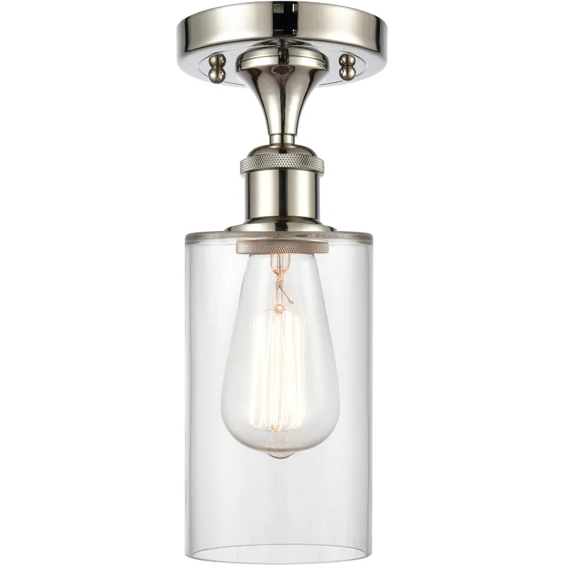 Clymer 1 Light 3.88 inch Polished Nickel Semi-Flush Mount Ceiling Light in Clear Glass