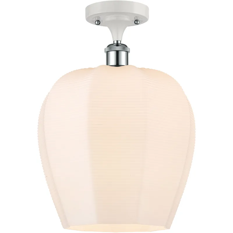 Ballston Norfolk LED 12 inch White and Polished Chrome Semi-Flush Mount Ceiling Light in Matte White Glass
