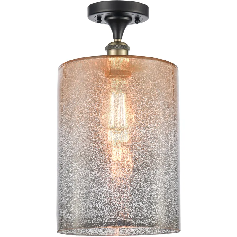 Ballston Large Cobbleskill 1 Light 9 inch Black Antique Brass Semi-Flush Mount Ceiling Light in Mercury Glass, Ballston