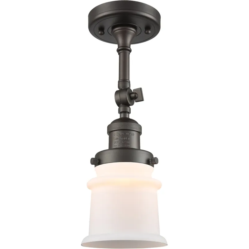 Franklin Restoration Small Canton 1 Light 6 inch Oil Rubbed Bronze Semi-Flush Mount Ceiling Light in Matte White Glass, Franklin Restoration