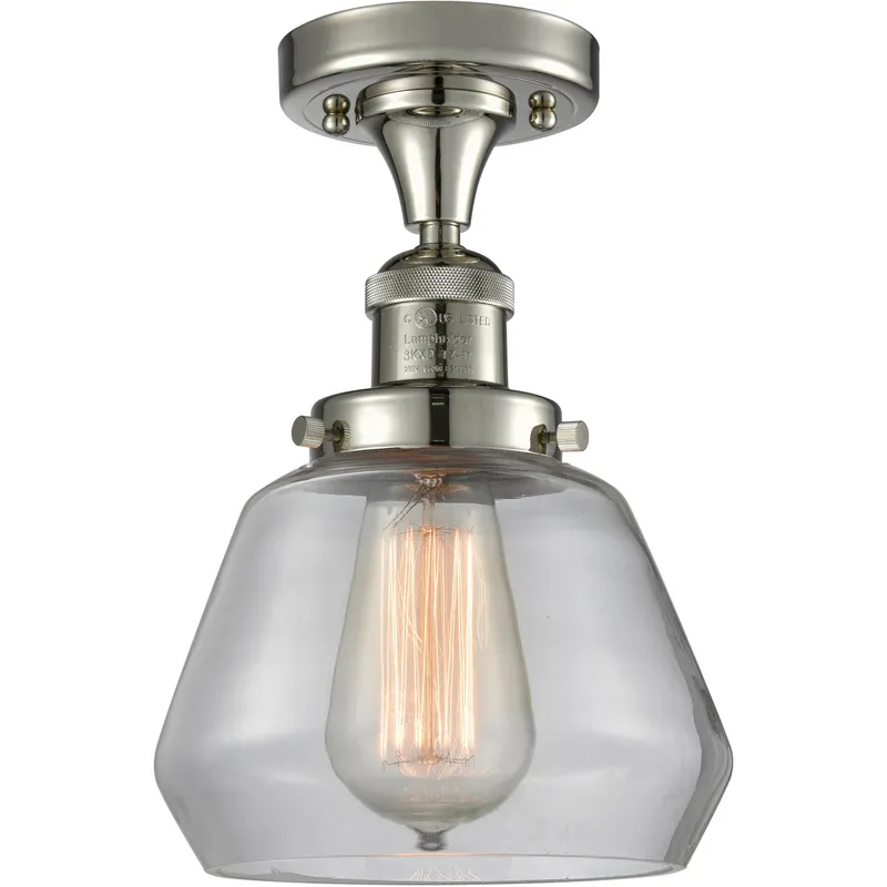 Franklin Restoration Fulton LED 6.75 inch Polished Nickel Semi-Flush Mount Ceiling Light in Clear Glass, Franklin Restoration