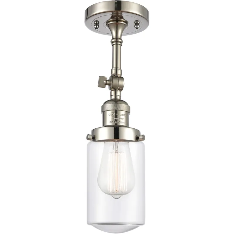 Franklin Restoration Dover LED 5 inch Polished Nickel Semi-Flush Mount Ceiling Light in Clear Glass, Franklin Restoration