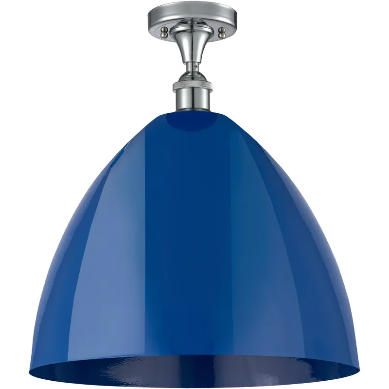 Ballston Plymouth Dome LED 16 inch Polished Chrome Semi-Flush Mount Ceiling Light in Matte Blue