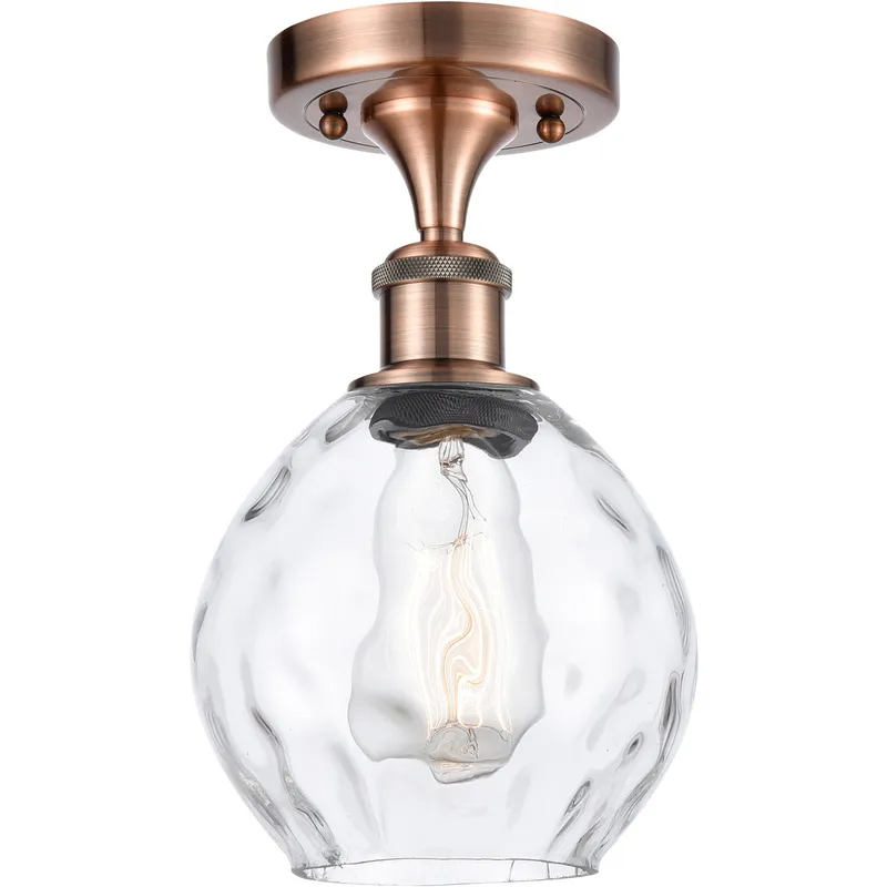 Ballston Small Waverly LED 6 inch Antique Copper Semi-Flush Mount Ceiling Light, Ballston