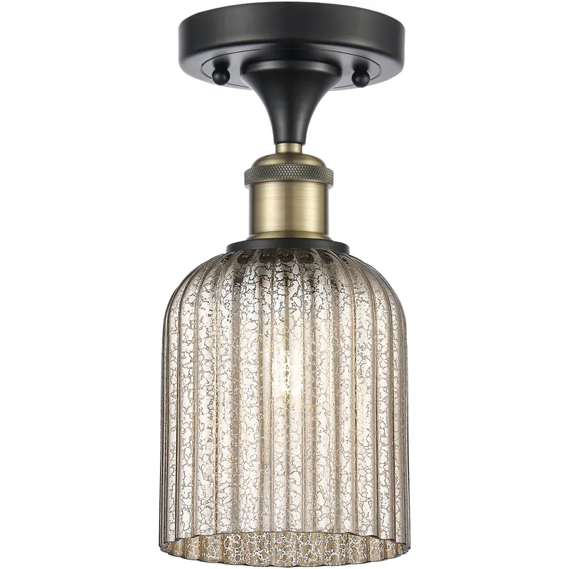 Bridal Veil 1 Light 5 inch Black Antique Brass Semi-Flush Mount Ceiling Light in Mercury Glass