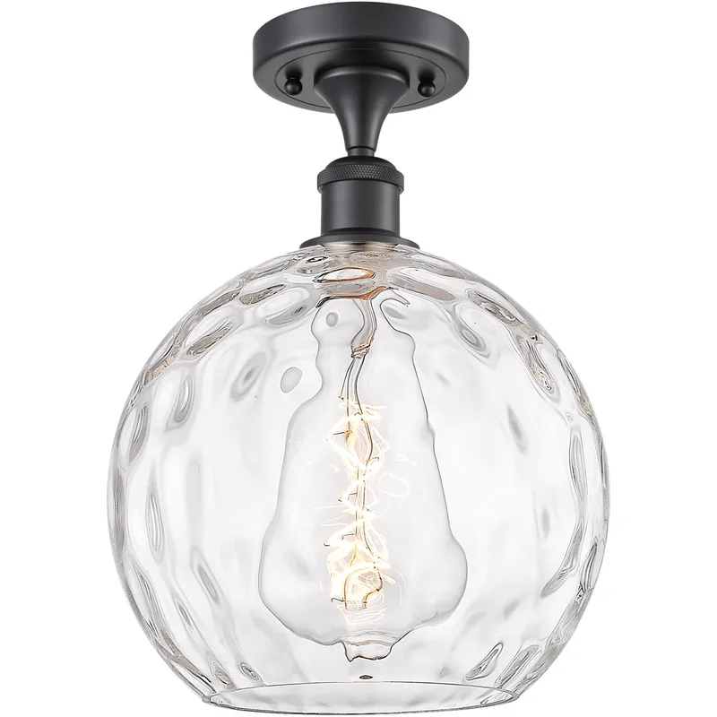 Ballston Athens Water Glass LED 10 inch Matte Black Semi-Flush Mount Ceiling Light