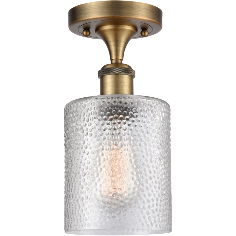 Ballston Cobbleskill 1 Light 5 inch Brushed Brass Semi-Flush Mount Ceiling Light in Clear Glass, Ballston