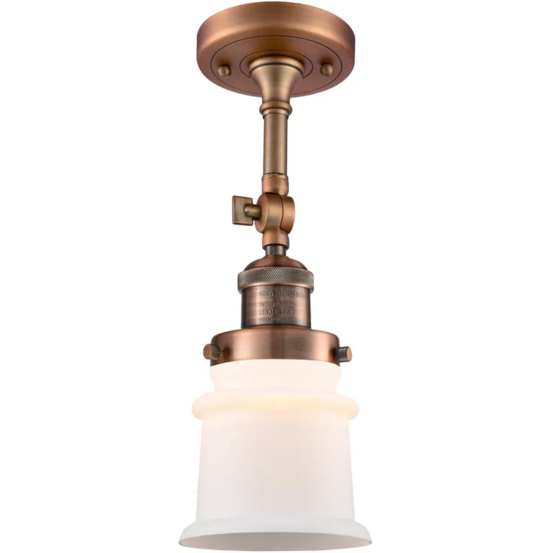 Franklin Restoration Small Canton 1 Light 6 inch Antique Copper Semi-Flush Mount Ceiling Light in Matte White Glass, Franklin Restoration