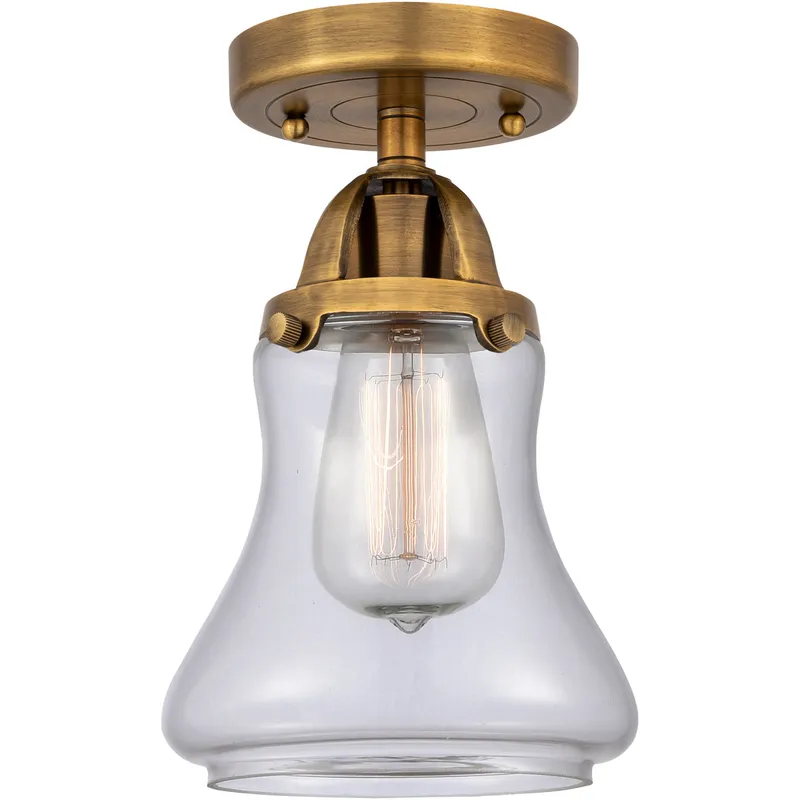 Nouveau 2 Bellmont 1 Light 6 inch Brushed Brass Semi-Flush Mount Ceiling Light in Clear Glass