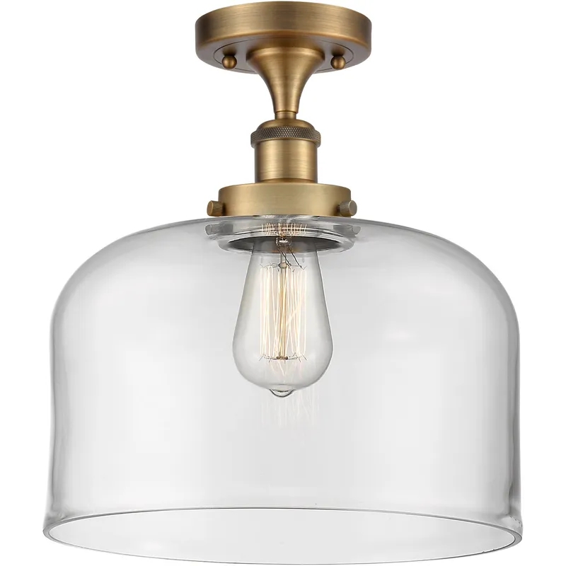 Ballston X-Large Bell 1 Light 8 inch Brushed Brass Semi-Flush Mount Ceiling Light in Clear Glass