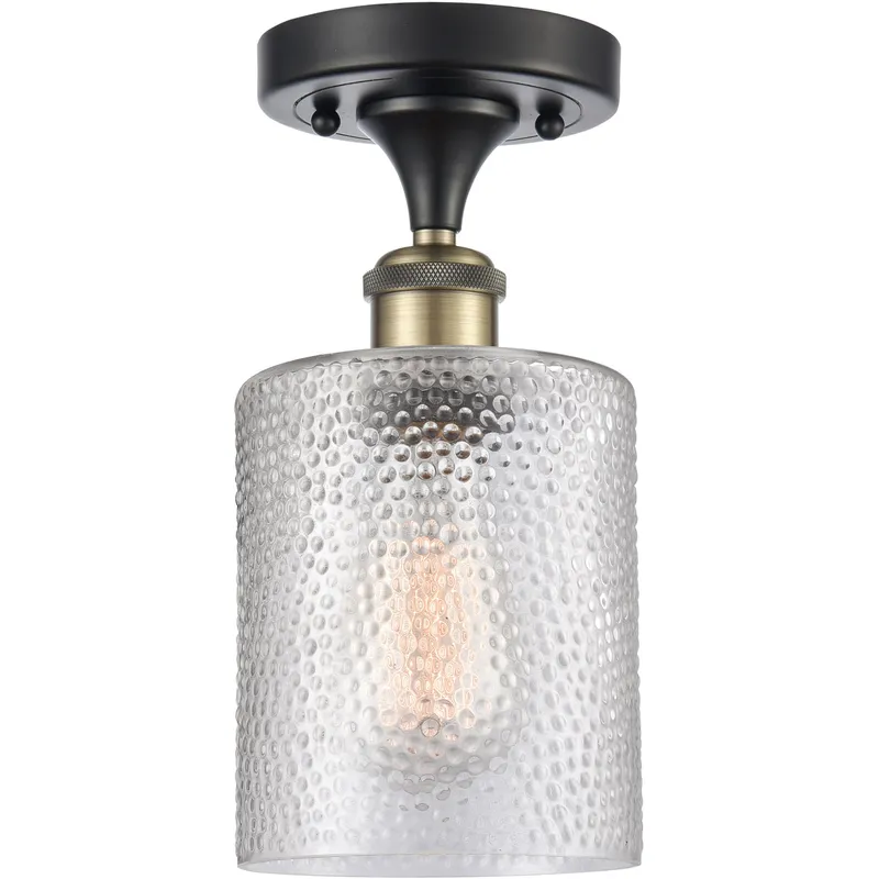 Ballston Cobbleskill 1 Light 5 inch Black Antique Brass Semi-Flush Mount Ceiling Light in Clear Glass, Ballston