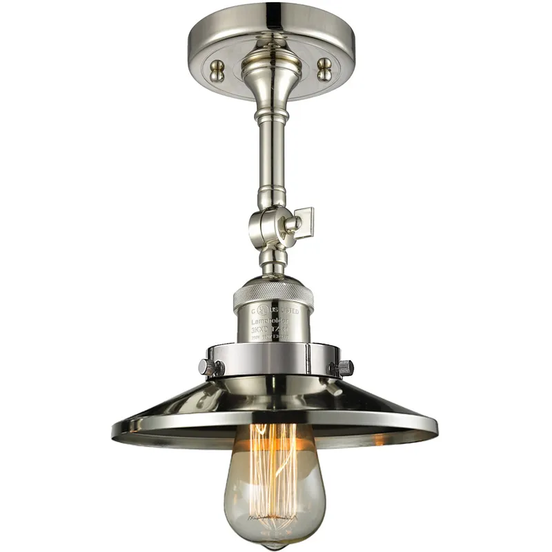 Franklin Restoration Railroad 1 Light 8 inch Polished Nickel Semi-Flush Mount Ceiling Light, Franklin Restoration