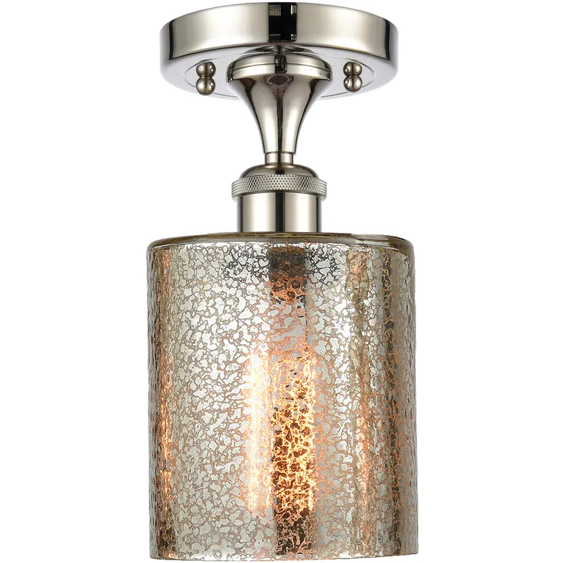 Cobbleskill 1 Light 5 inch Polished Nickel Semi-Flush Mount Ceiling Light in Mercury Glass
