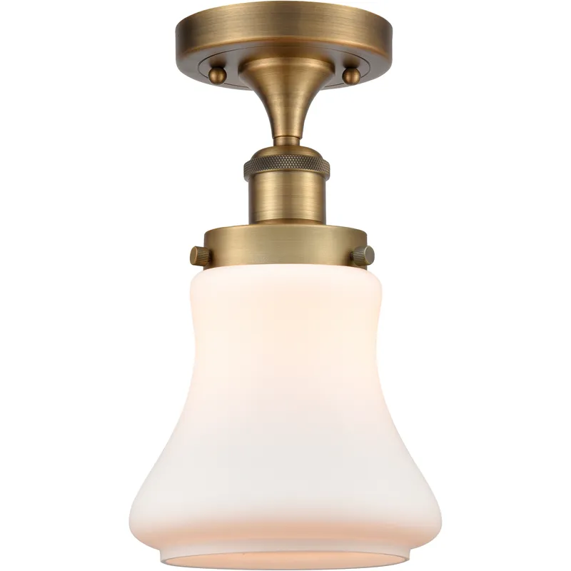 Bellmont 1 Light 6.5 inch Brushed Brass Semi-Flush Mount Ceiling Light in Matte White Glass