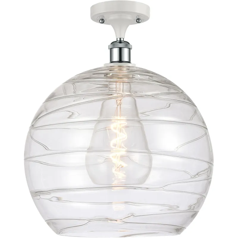 Ballston Deco Swirl LED 13.75 inch White and Polished Chrome Semi-Flush Mount Ceiling Light