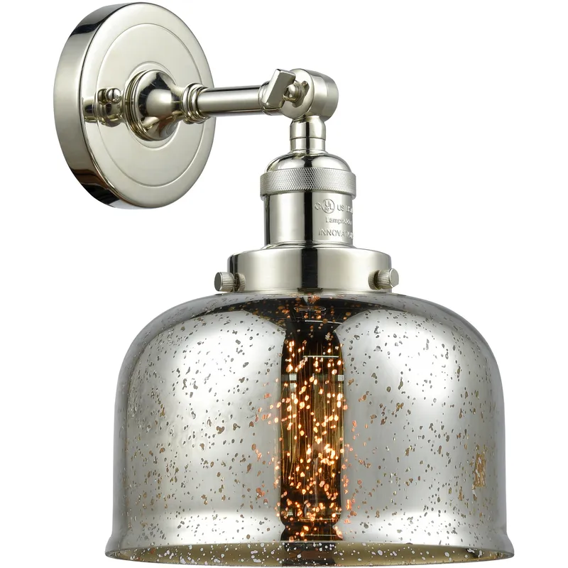 Franklin Restoration Large Bell 1 Light 8 inch Polished Nickel Semi-Flush Mount Ceiling Light in Silver Plated Mercury Glass, Franklin Restoration