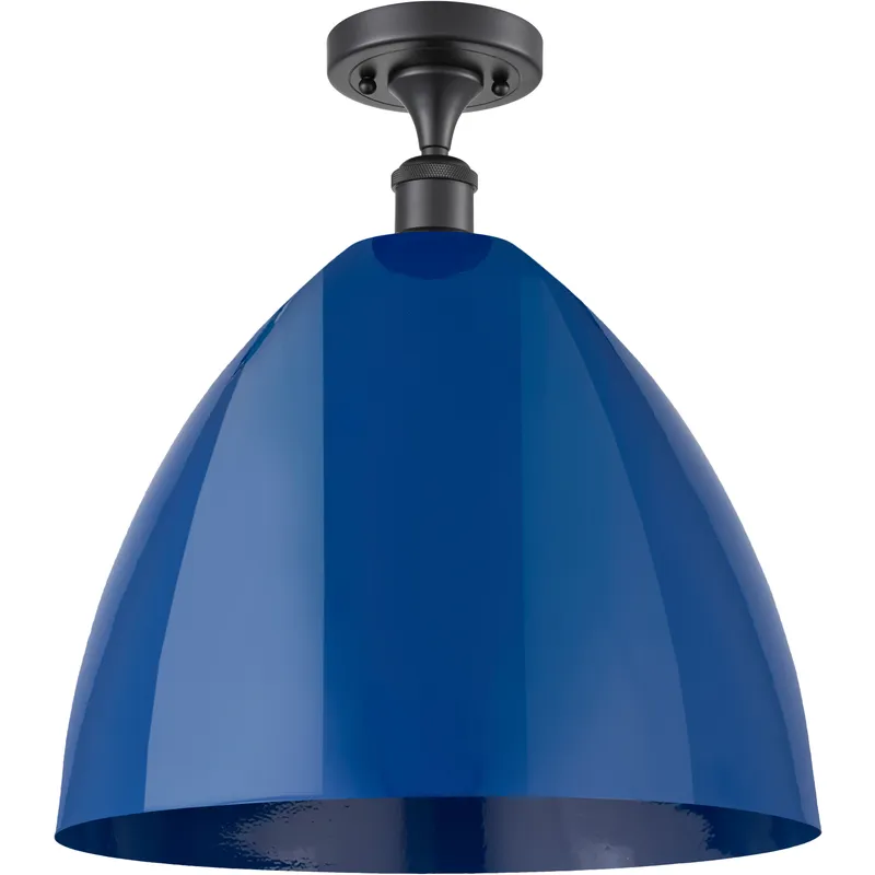 Ballston Plymouth Dome LED 16 inch Matte Black Semi-Flush Mount Ceiling Light in Matte Blue