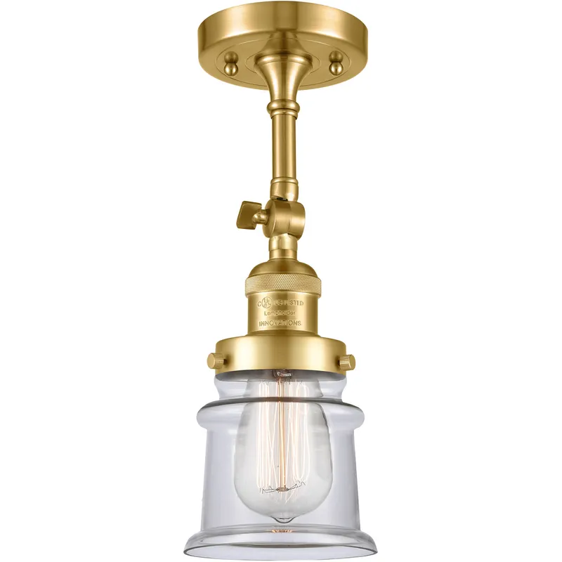 Franklin Restoration Small Canton 1 Light 6 inch Satin Gold Semi-Flush Mount Ceiling Light in Clear Glass, Franklin Restoration