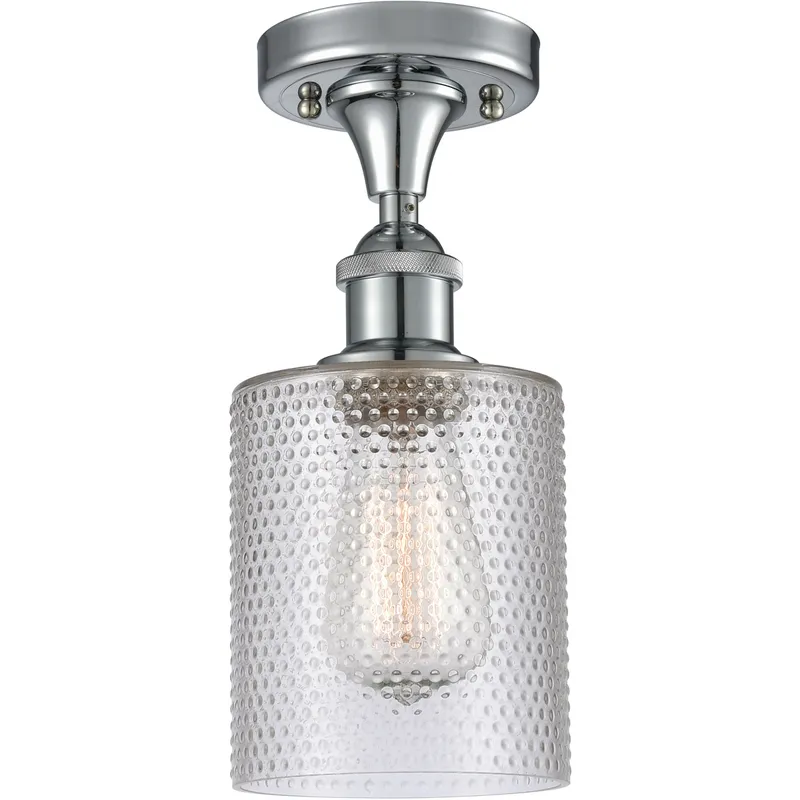 Ballston Cobbleskill 1 Light 5 inch Polished Chrome Semi-Flush Mount Ceiling Light in Clear Glass, Ballston