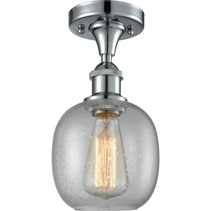 Ballston Belfast LED 6 inch Polished Chrome Semi-Flush Mount Ceiling Light in Seedy Glass, Ballston