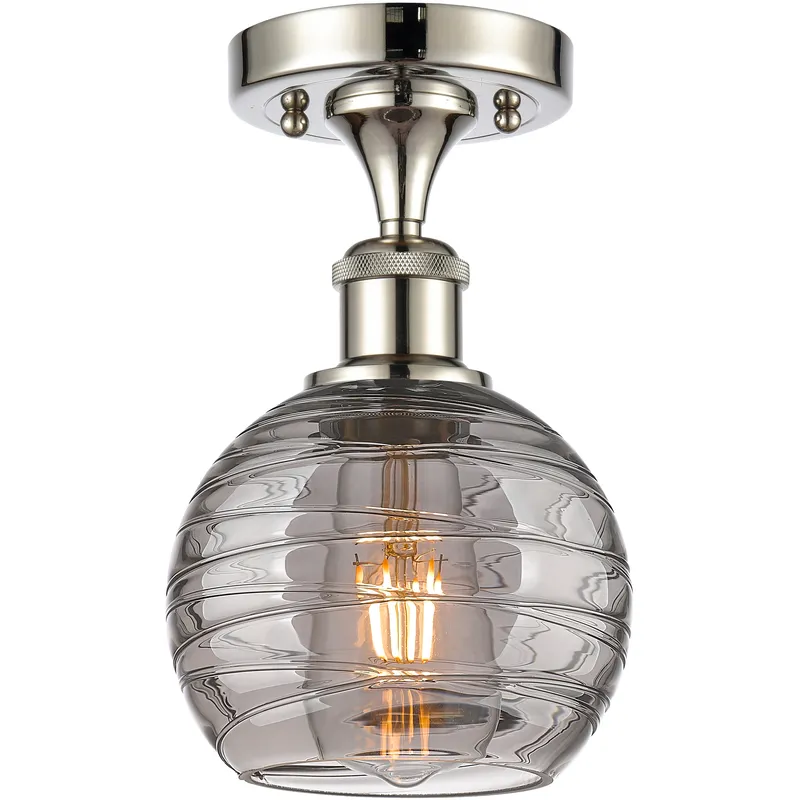 Ballston Athens Deco Swirl 1 Light 5.88 inch Polished Nickel Semi-Flush Mount Ceiling Light