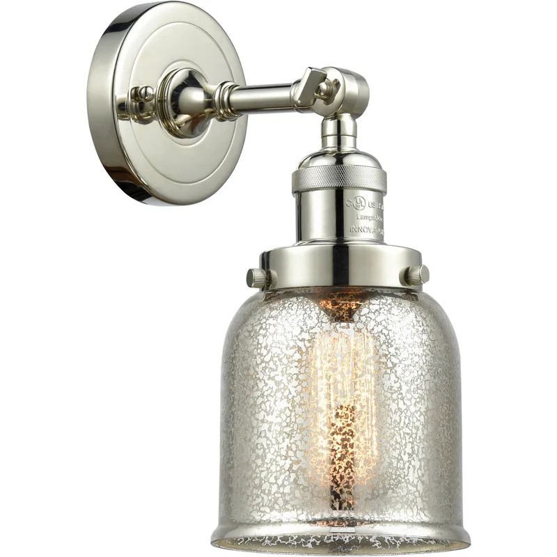 Franklin Restoration Small Bell 1 Light 5 inch Polished Nickel Semi-Flush Mount Ceiling Light in Silver Plated Mercury Glass, Franklin Restoration