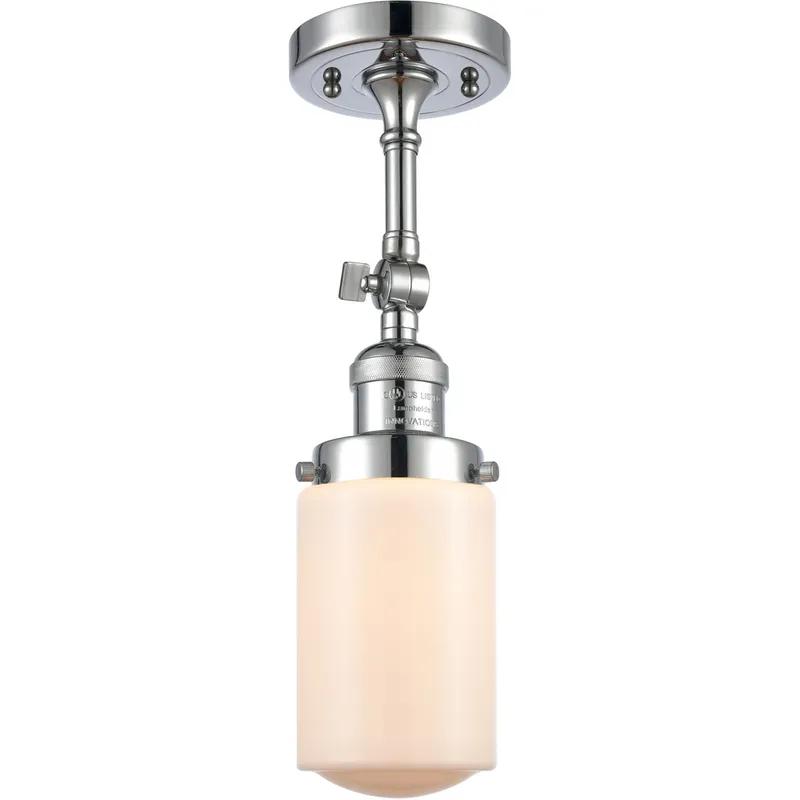 Franklin Restoration Dover LED 5 inch Polished Chrome Semi-Flush Mount Ceiling Light in Matte White Glass, Franklin Restoration