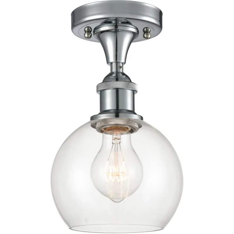Ballston Athens LED 6 inch Polished Chrome Semi-Flush Mount Ceiling Light in Clear Glass