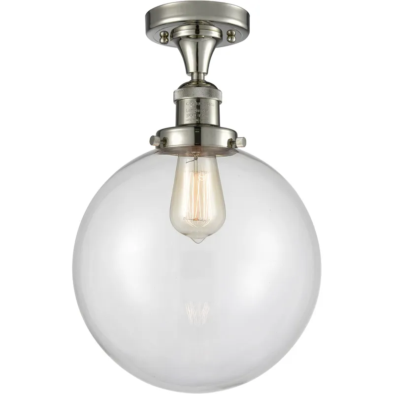 Franklin Restoration X-Large Beacon 1 Light 10 inch Polished Nickel Semi-Flush Mount Ceiling Light in Clear Glass, Franklin Restoration