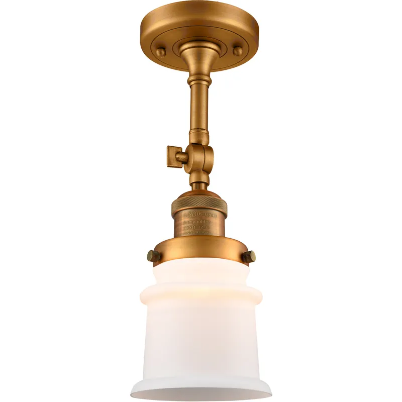 Franklin Restoration Small Canton 1 Light 6 inch Brushed Brass Semi-Flush Mount Ceiling Light in Matte White Glass, Franklin Restoration