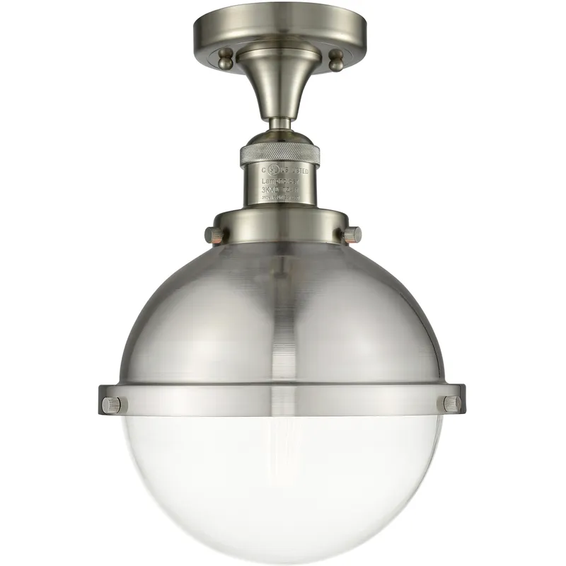 Franklin Restoration Hampden LED 9 inch Brushed Satin Nickel Semi-Flush Mount Ceiling Light in Clear Glass