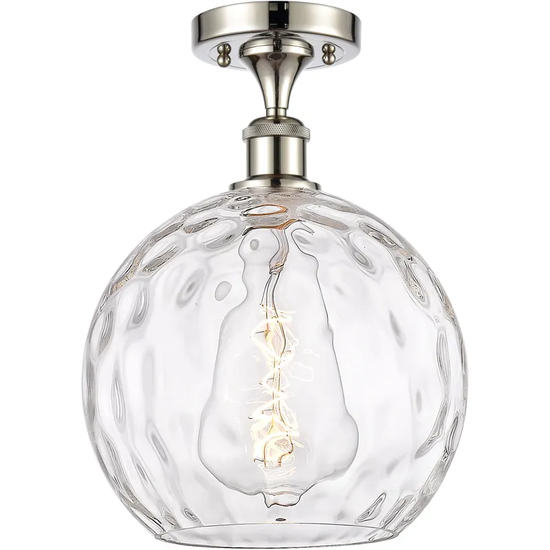 Ballston Athens Water Glass LED 10 inch Polished Nickel Semi-Flush Mount Ceiling Light