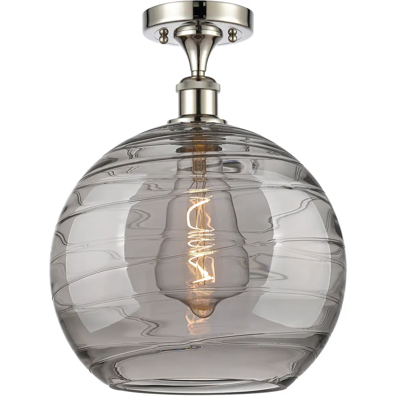Ballston Athens Deco Swirl 1 Light 12 inch Polished Nickel Semi-Flush Mount Ceiling Light