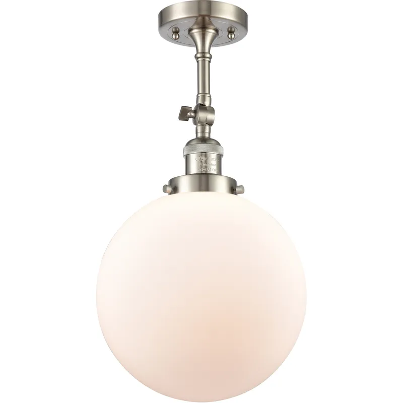 Franklin Restoration X-Large Beacon LED 10 inch Brushed Satin Nickel Semi-Flush Mount Ceiling Light in Matte White Glass, Franklin Restoration