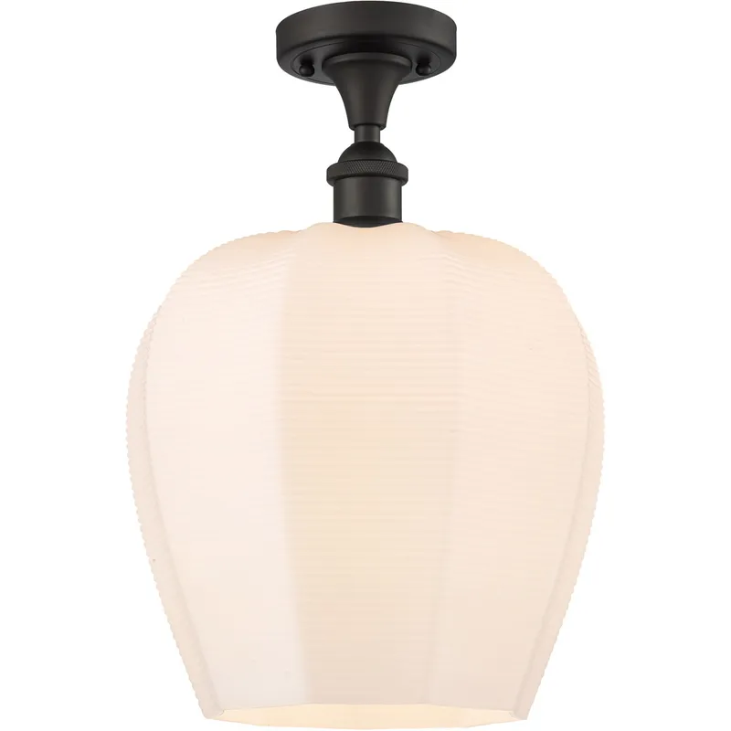 Ballston Norfolk LED 11.75 inch Oil Rubbed Bronze Semi-Flush Mount Ceiling Light in Matte White Glass