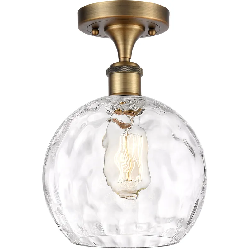 Ballston Athens Water Glass 1 Light 8 inch Brushed Brass Semi-Flush Mount Ceiling Light