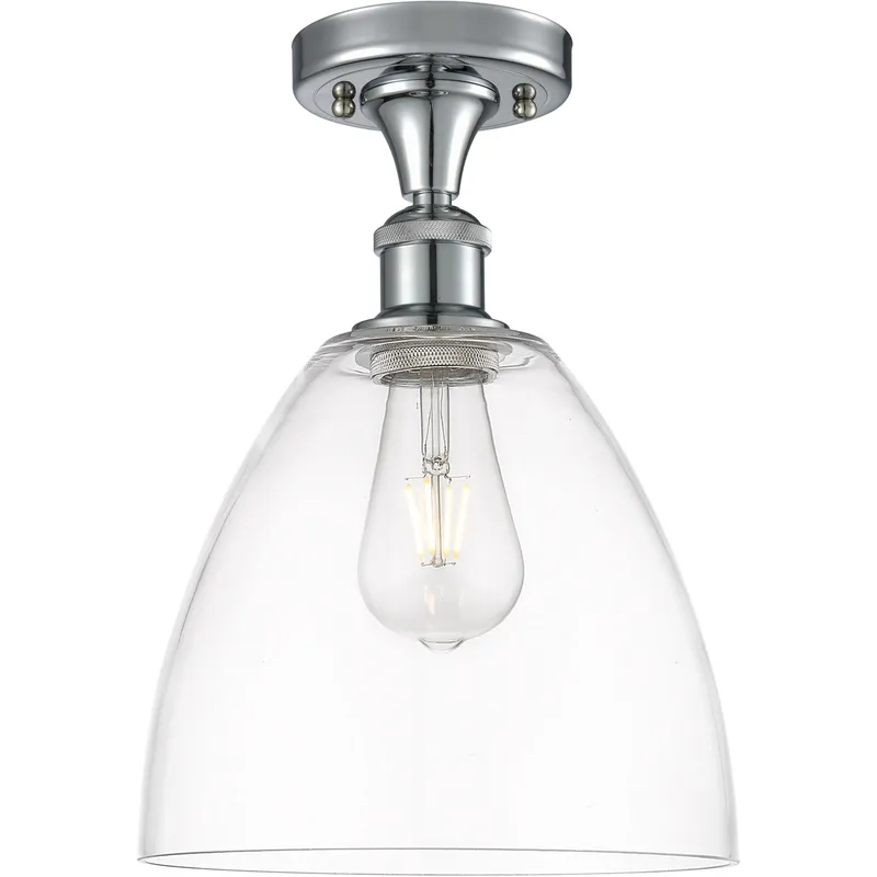 Ballston Dome 1 Light 9 inch Polished Chrome Semi-Flush Mount Ceiling Light in Clear Glass