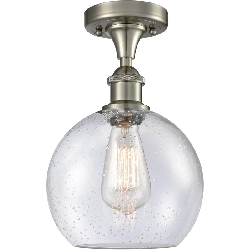 Ballston Athens LED 8 inch Brushed Satin Nickel Semi-Flush Mount Ceiling Light in Seedy Glass, Ballston