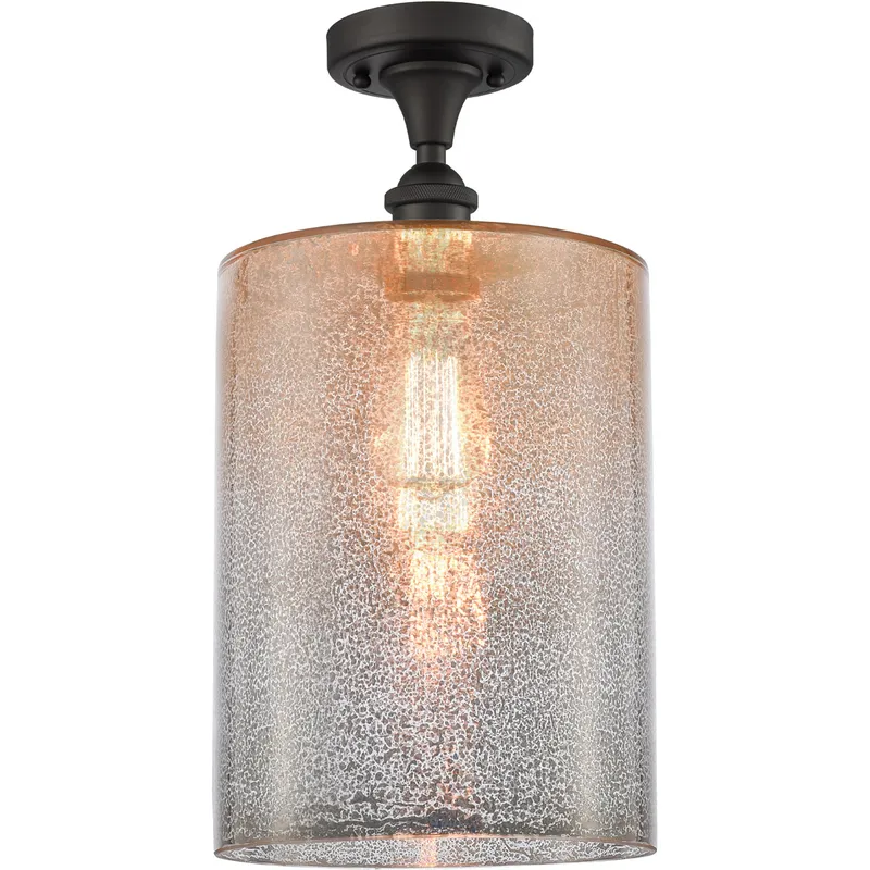 Ballston Large Cobbleskill 1 Light 9 inch Oil Rubbed Bronze Semi-Flush Mount Ceiling Light in Mercury Glass, Ballston