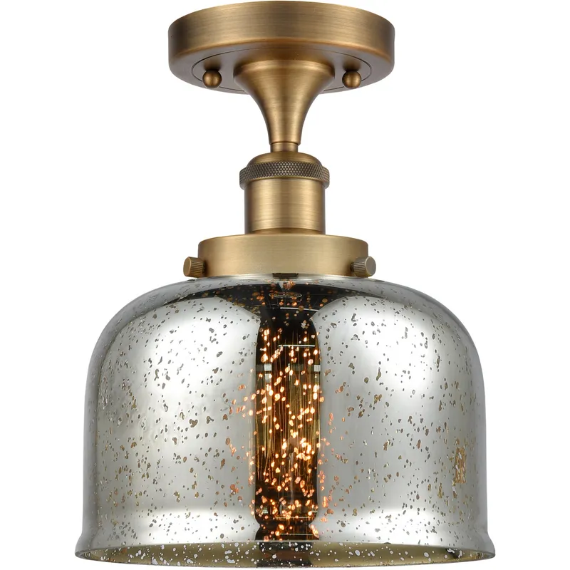 Ballston Bell 1 Light 8 inch Brushed Brass Semi-Flush Mount Ceiling Light, Large Bell