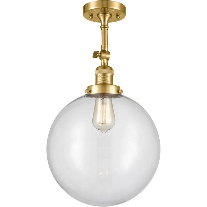 Franklin Restoration XX-Large Beacon 1 Light 12 inch Satin Gold Semi-Flush Mount Ceiling Light in Clear Glass, Franklin Restoration