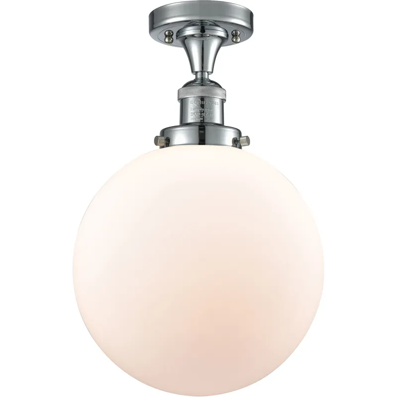 Franklin Restoration X-Large Beacon 1 Light 10 inch Polished Chrome Semi-Flush Mount Ceiling Light in Matte White Glass, Franklin Restoration