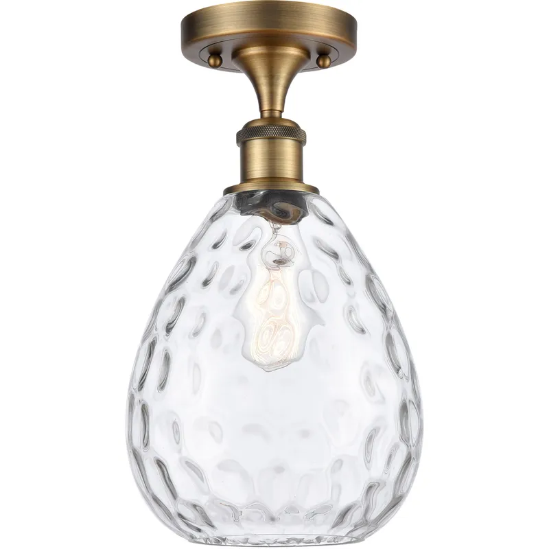 Ballston Large Waverly 1 Light 8 inch Brushed Brass Semi-Flush Mount Ceiling Light, Ballston