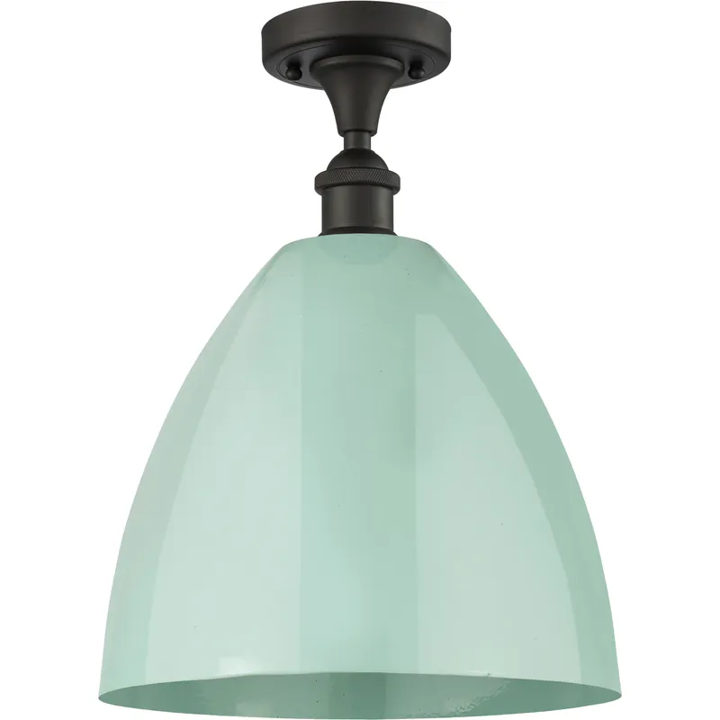 Ballston Plymouth Dome LED 12 inch Oil Rubbed Bronze Semi-Flush Mount Ceiling Light in Matte Seafoam